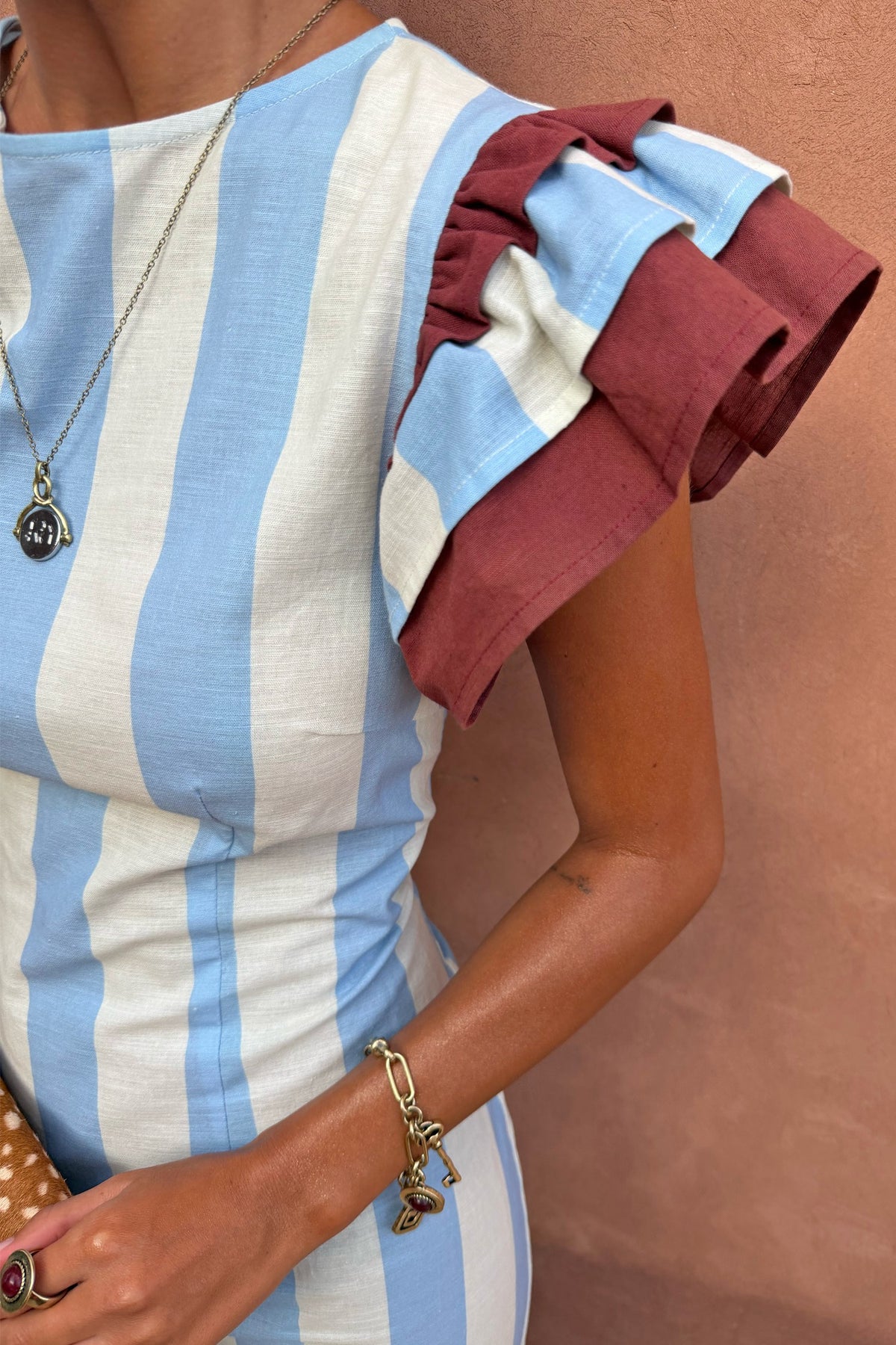 Never Fully Dressed Deals - Blue Stripe Alena Midi Dress
