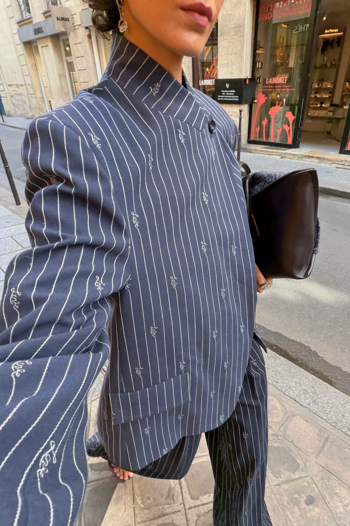 Never Fully Dressed Essential - Navy Pinstripe Fold Over Blazer