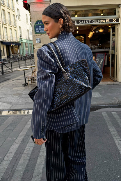 Never Fully Dressed Essential - Navy Pinstripe Fold Over Blazer