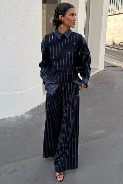 Never Fully Dressed Deals - Navy Pinstripe Tank