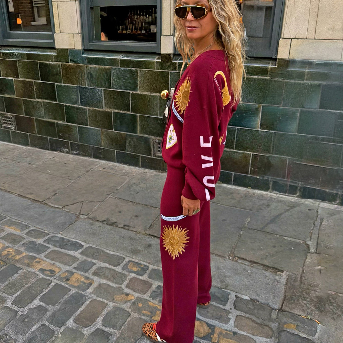 Never Fully Dressed Essential - Burgundy Mystical Wide Leg Knit Joggers