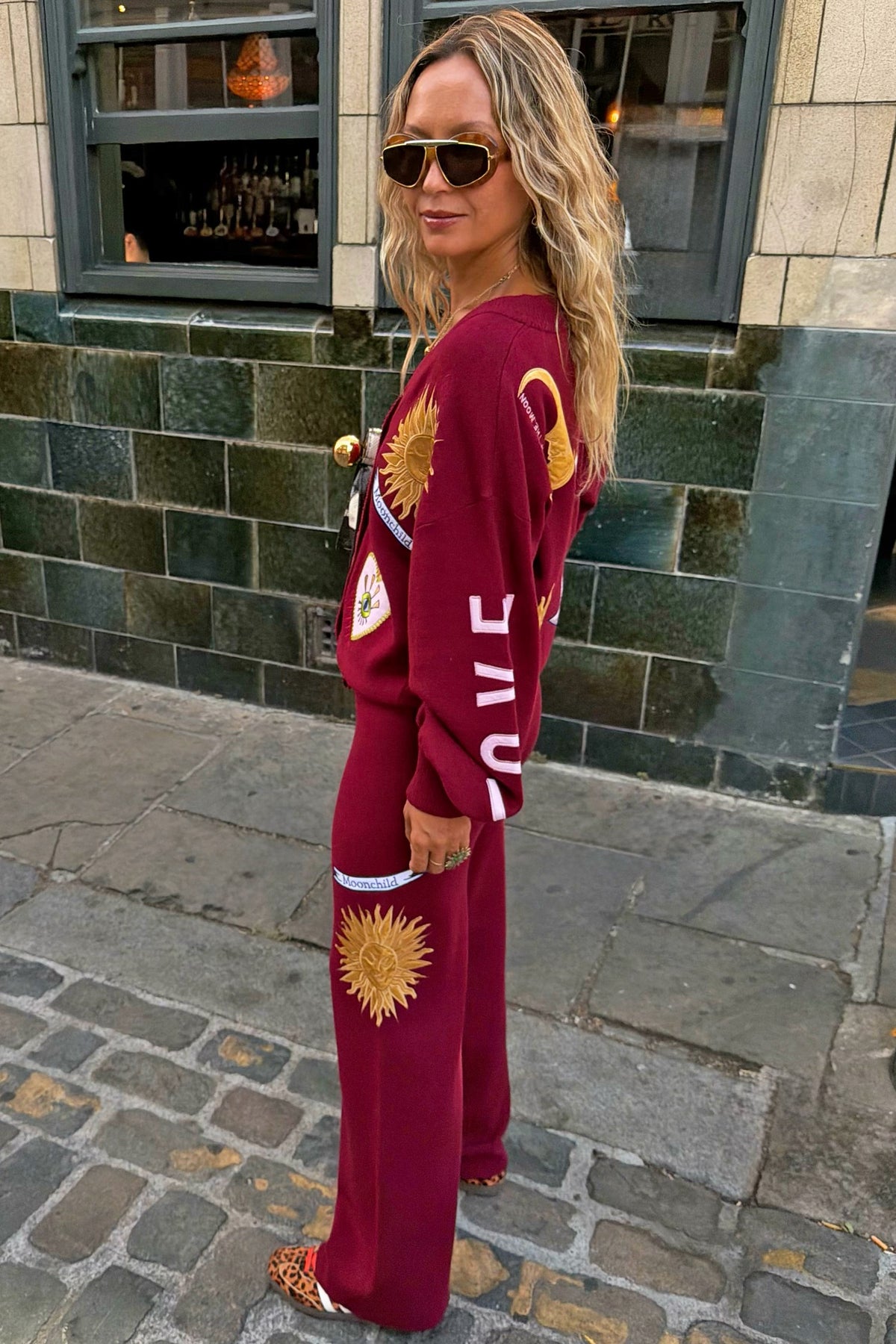 Never Fully Dressed Essential - Burgundy Mystical Wide Leg Knit Joggers