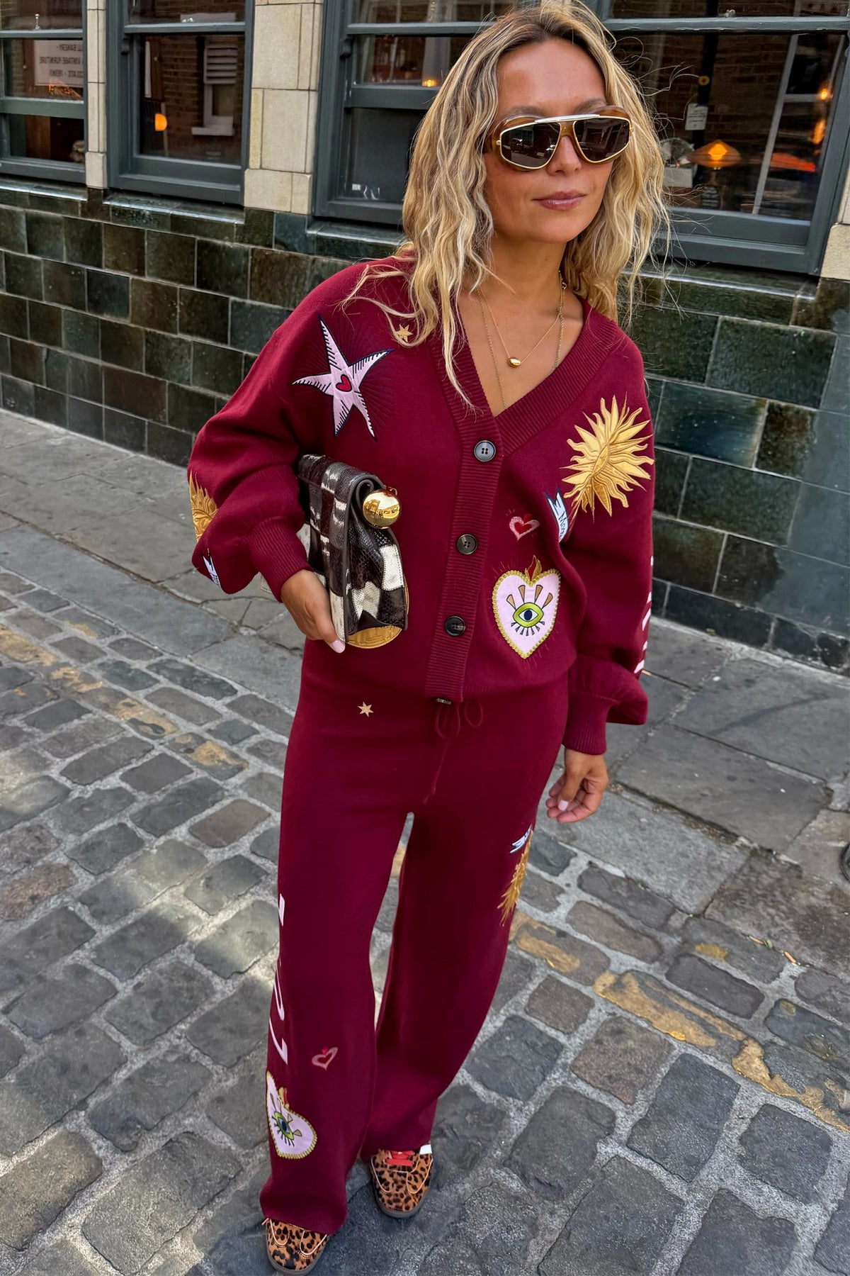Never Fully Dressed Essential - Burgundy Mystical Wide Leg Knit Joggers
