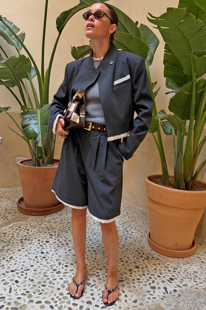 Never Fully Dressed Smart Buy - Fold Over Cropped Blazer