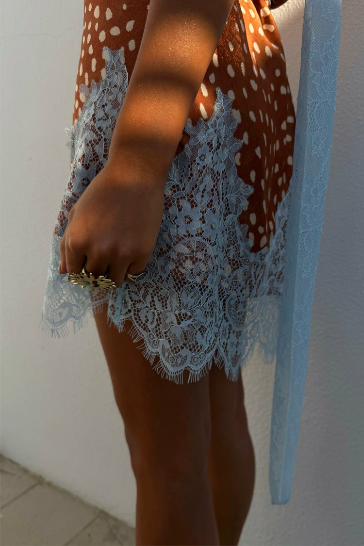 Never Fully Dressed Customer Favorite - Deer Print Mini Maeva Skirt with Lace Trim - Never Fully Dressed