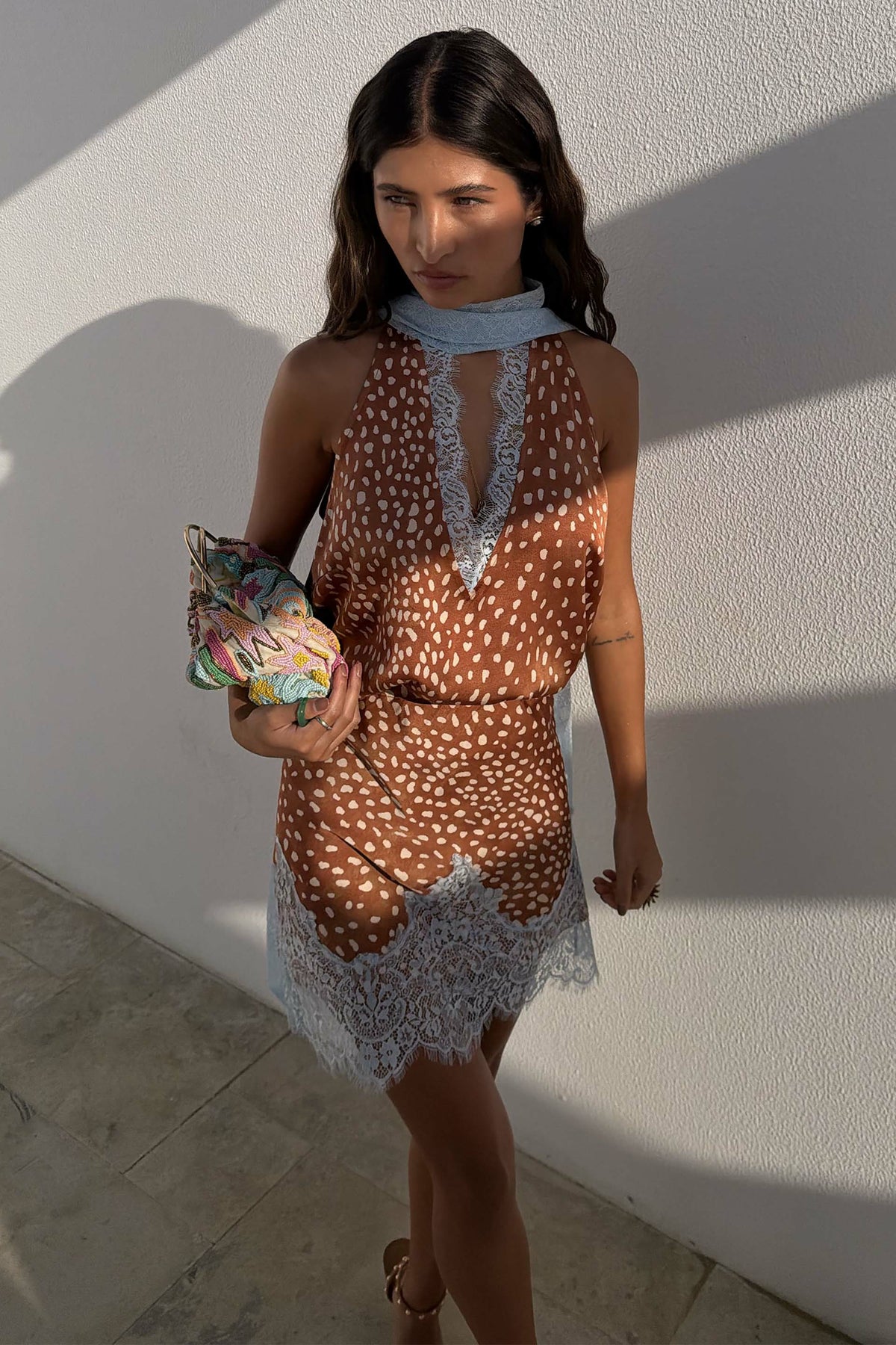 Never Fully Dressed Customer Favorite - Deer Print Mini Maeva Skirt with Lace Trim - Never Fully Dressed