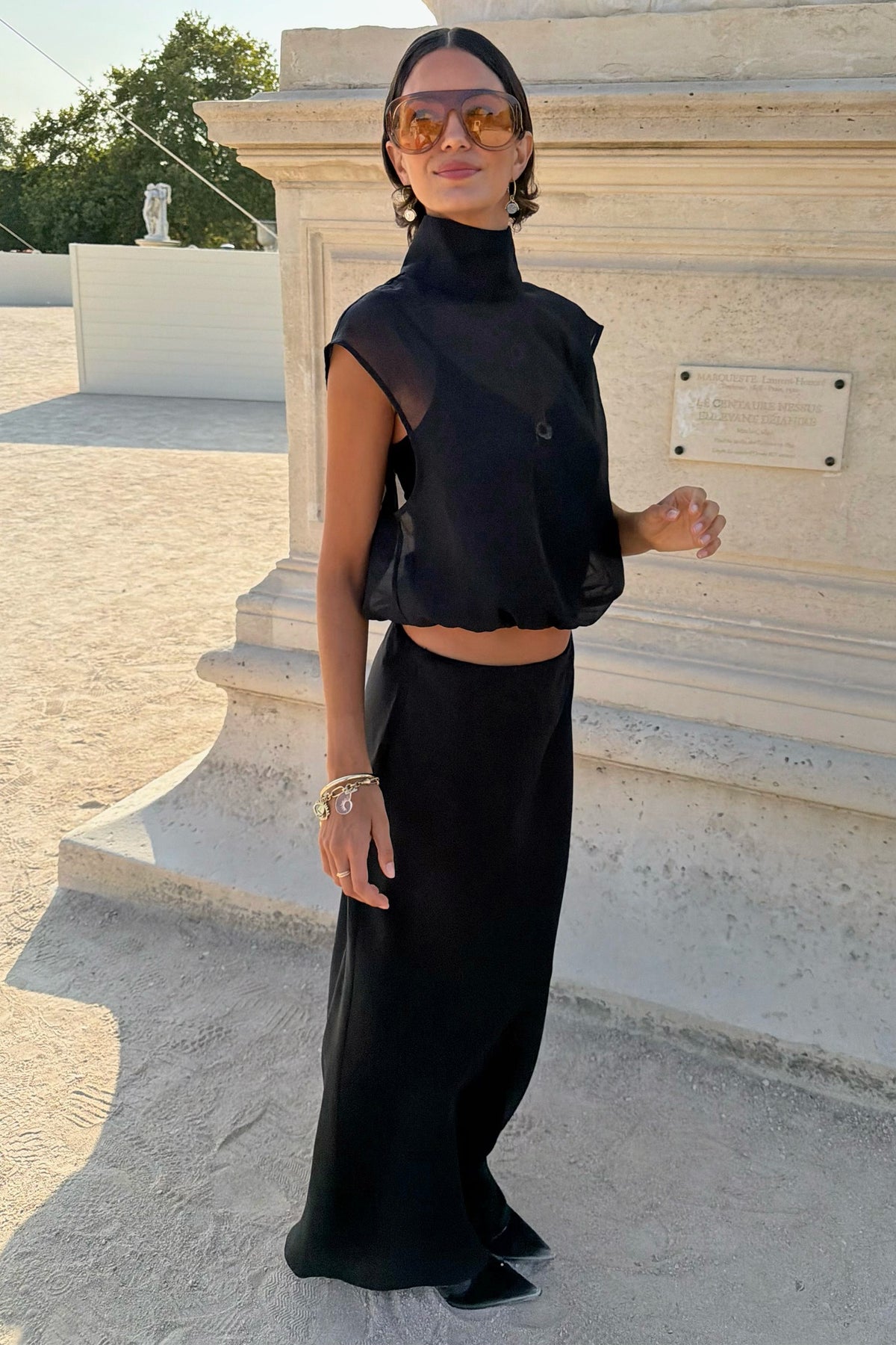 Never Fully Dressed Customer Favorite - Black Organza Funnel Neck Top