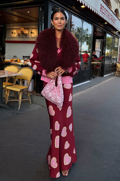 Never Fully Dressed Recommended - Burgundy Hearts Dorris Skirt