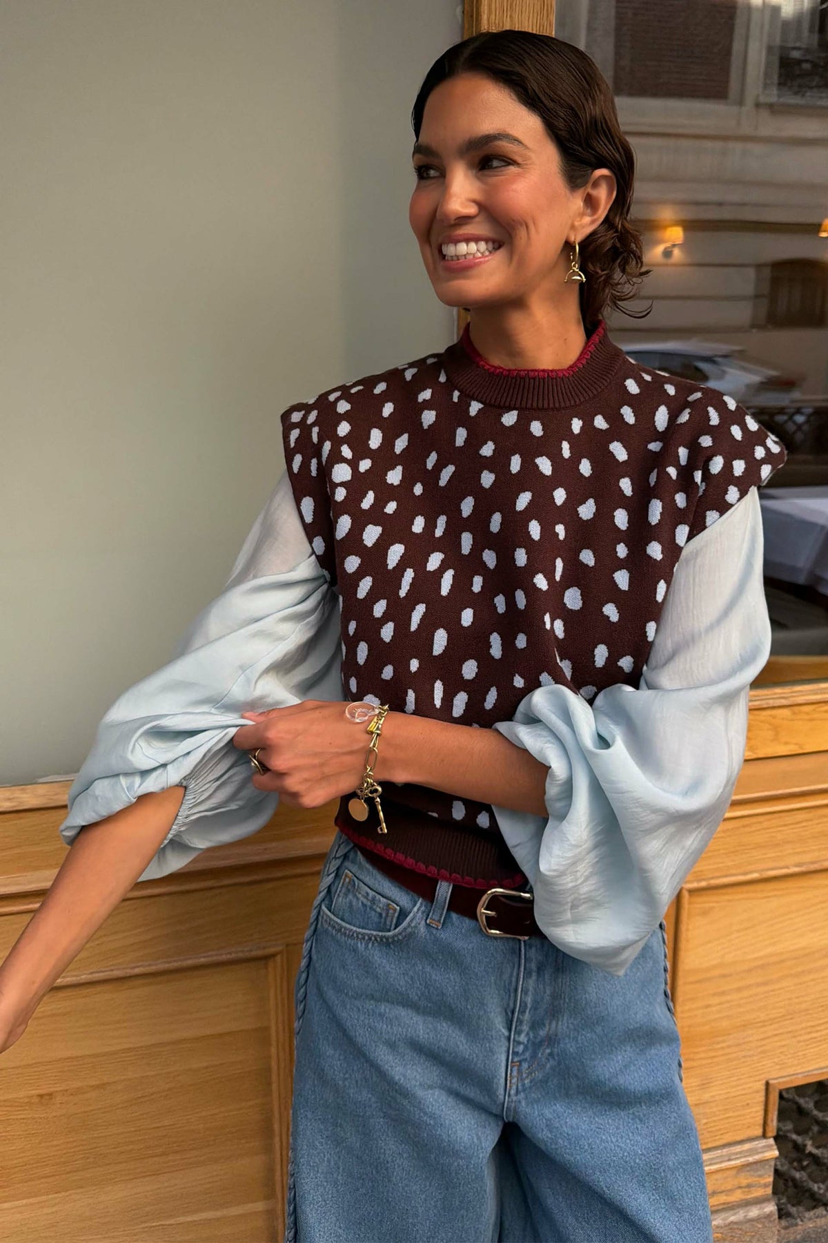 Never Fully Dressed Signature - Ice Blue Ruffle Shirt