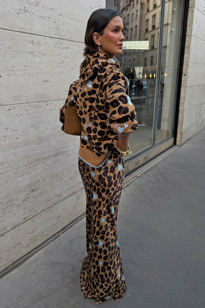 Never Fully Dressed Sale - Heart Leopard Large Knit Scarf