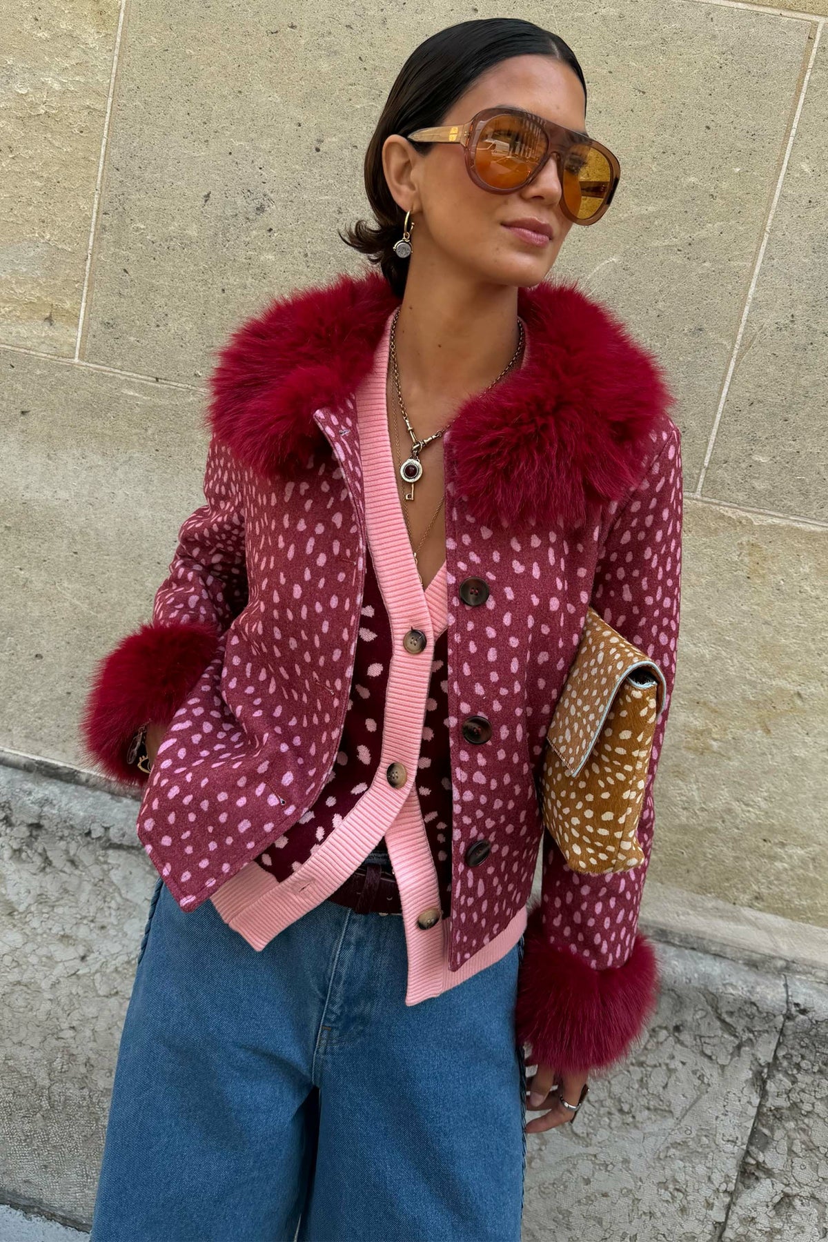 Never Fully Dressed Best Price - Burgundy Deer Jacket