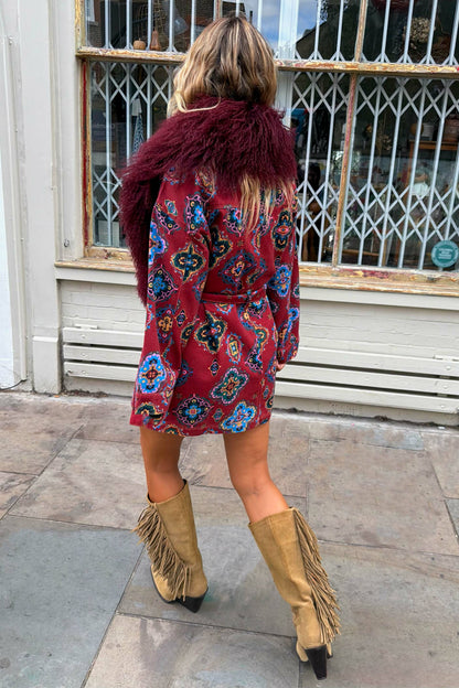 Never Fully Dressed Quality - Red Tile Print Denim Shacket