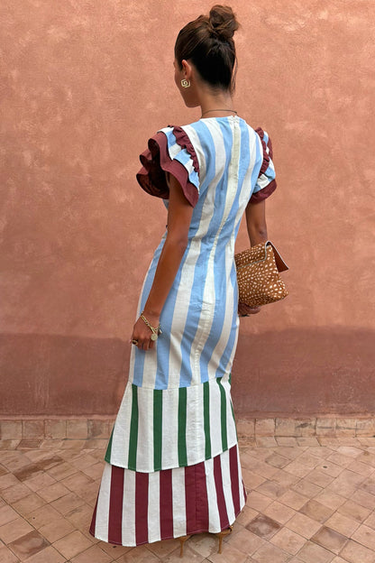 Never Fully Dressed Deals - Blue Stripe Alena Midi Dress