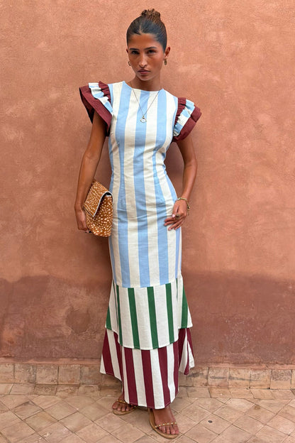 Never Fully Dressed Deals - Blue Stripe Alena Midi Dress