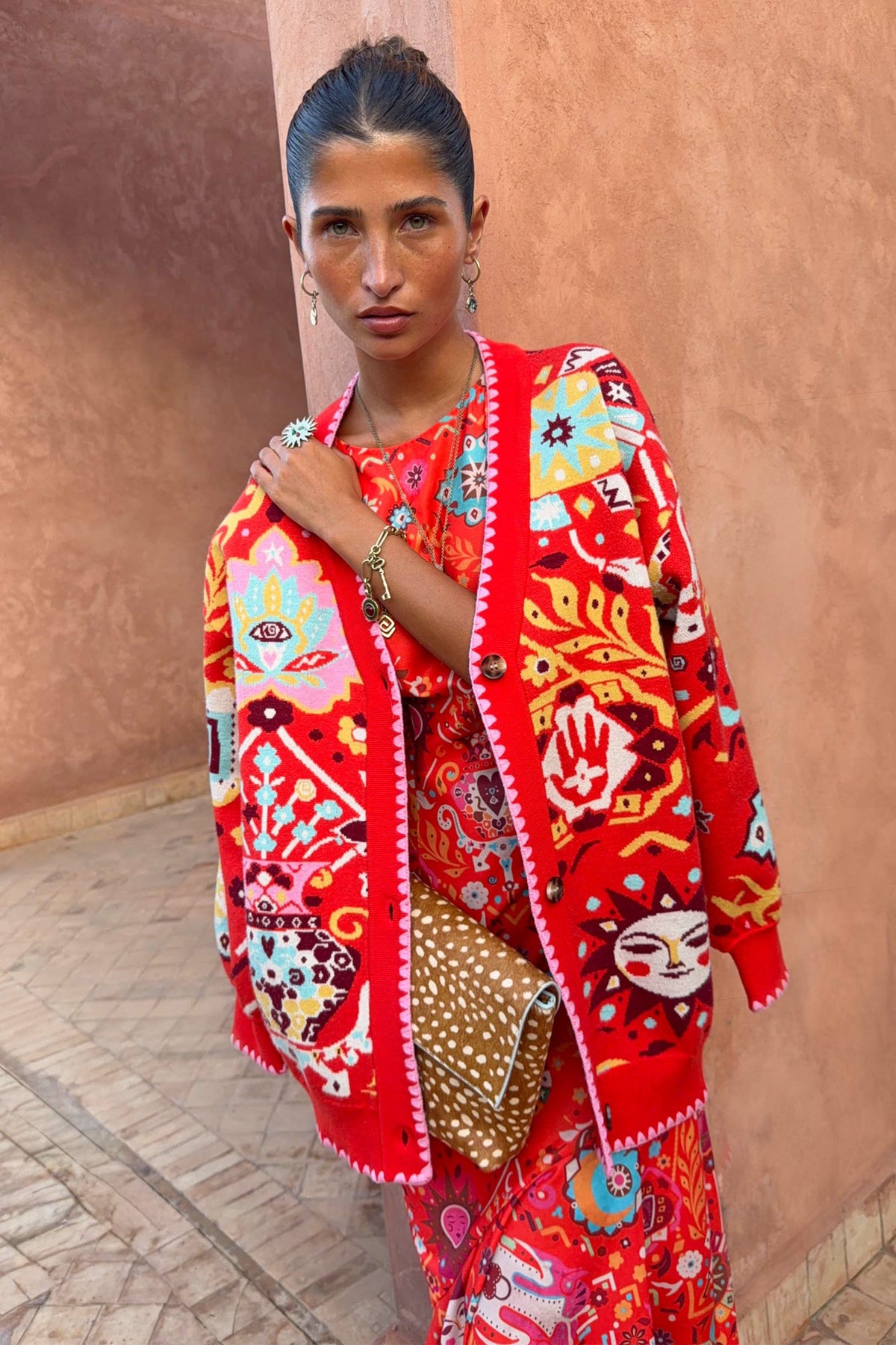 Never Fully Dressed Popular - Tomato Tapestry Martha Cardigan