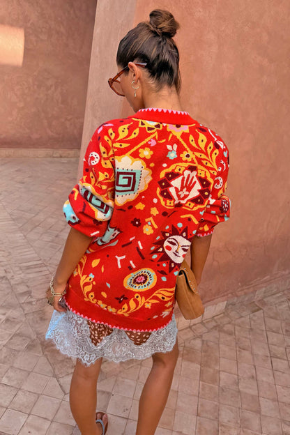 Never Fully Dressed Popular - Tomato Tapestry Martha Cardigan