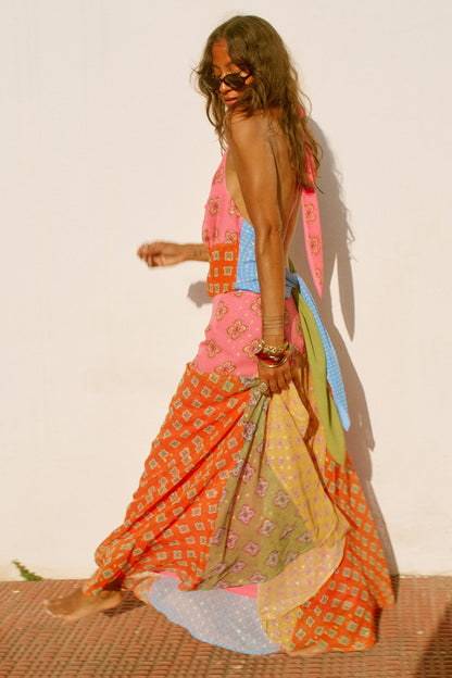 Never Fully Dressed Premium - Pink Mix Tile Maxi Skirt