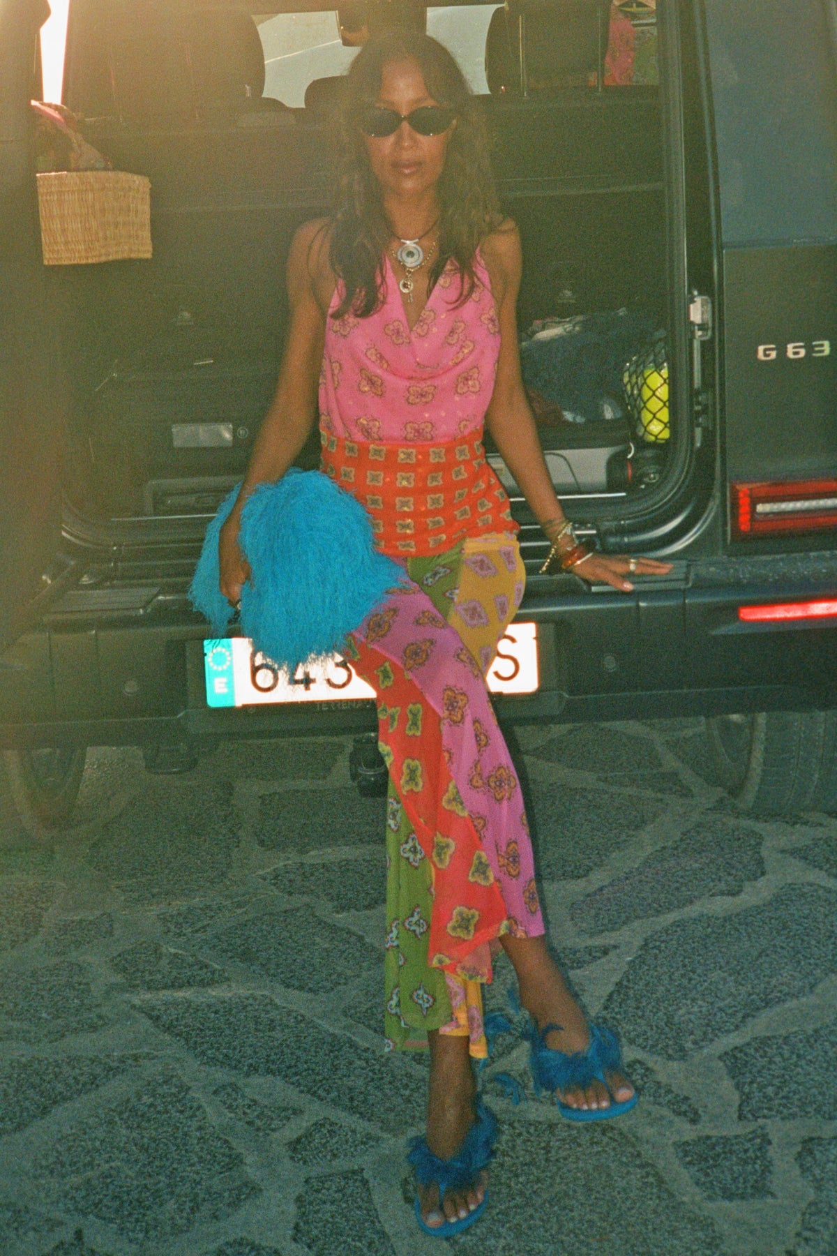 Never Fully Dressed Discount - Pink Mix Tile Mesh Flare Trousers