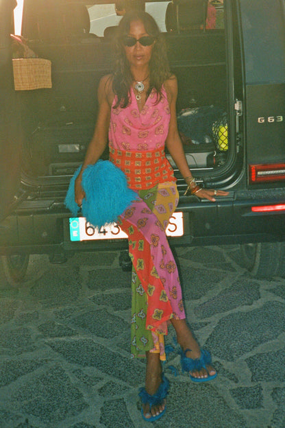Never Fully Dressed Discount - Pink Mix Tile Mesh Flare Trousers