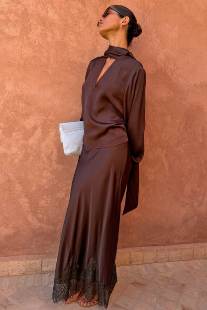 Never Fully Dressed Popular - Chocolate Midi Maeva Skirt