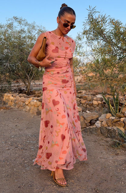 Never Fully Dressed Premium - Pink Astra Lace Maxi Skirt
