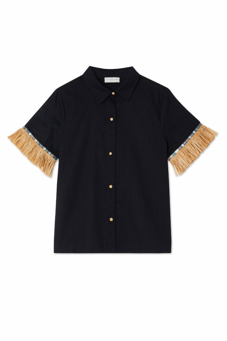 Never Fully Dressed Quality - Black Raffia Shirt  UK