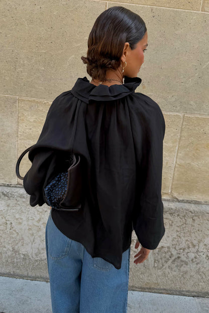 Never Fully Dressed Smart Buy - Black Ruffle Shirt
