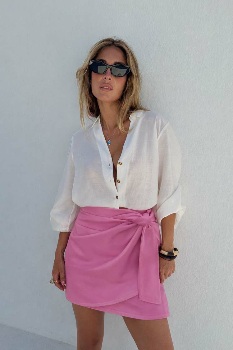 Never Fully Dressed Hot Sale - Pink Vegan Leather Mini Jaspre Skirt