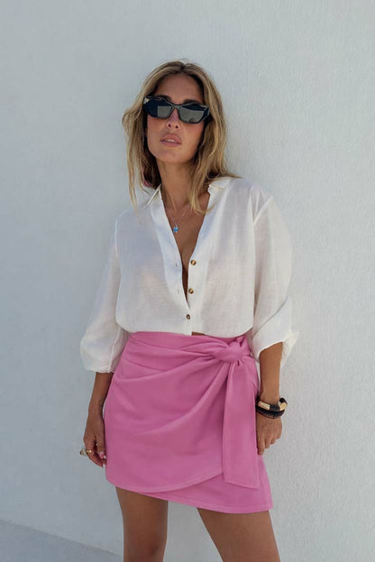 Never Fully Dressed Hot Sale - Pink Vegan Leather Mini Jaspre Skirt