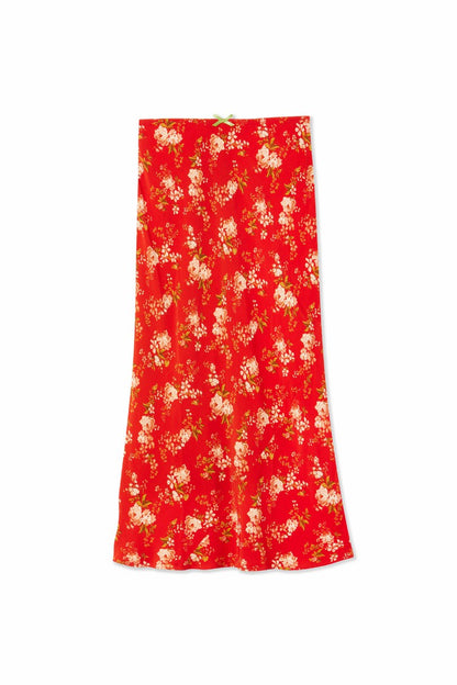 Never Fully Dressed Great Value - Red Floral Midi Skirt