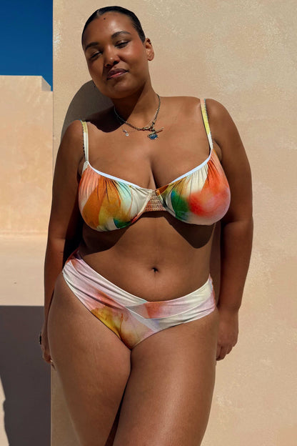 Never Fully Dressed New - Abstract V Front Bikini Brief in Sunset Print