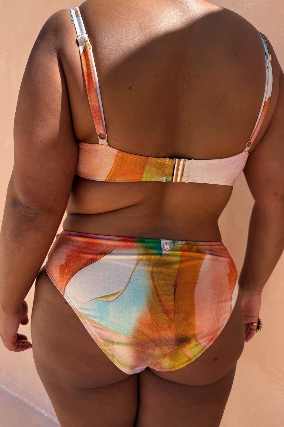 Never Fully Dressed New - Abstract V Front Bikini Brief in Sunset Print