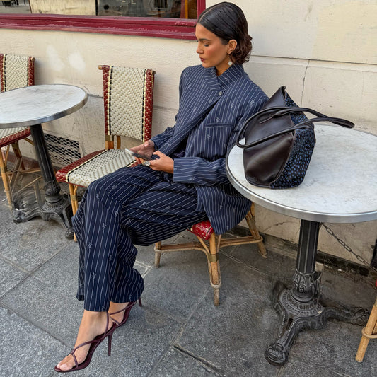 Never Fully Dressed Latest - Pinstripe Fold Over Blazer Petite