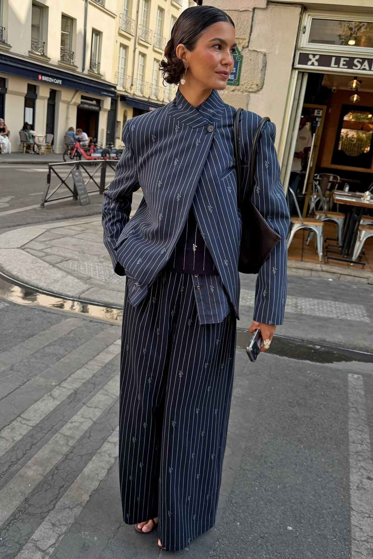 Never Fully Dressed Latest - Pinstripe Fold Over Blazer Petite