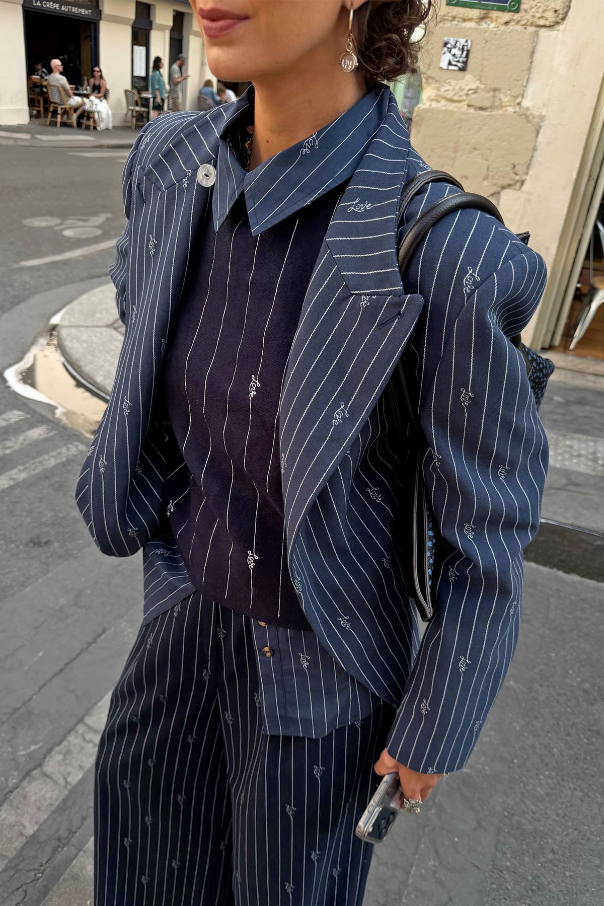 Never Fully Dressed Latest - Pinstripe Fold Over Blazer Petite