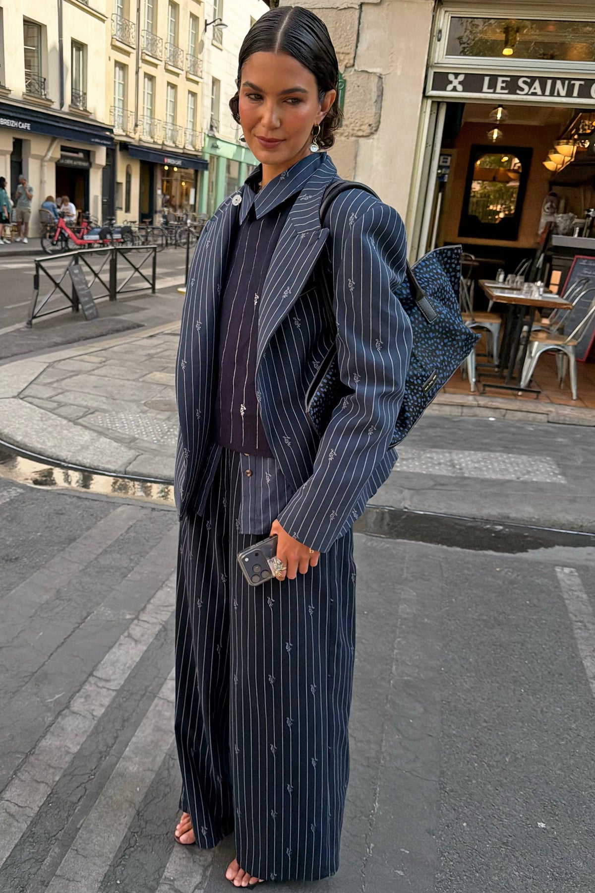 Never Fully Dressed Latest - Pinstripe Fold Over Blazer Petite