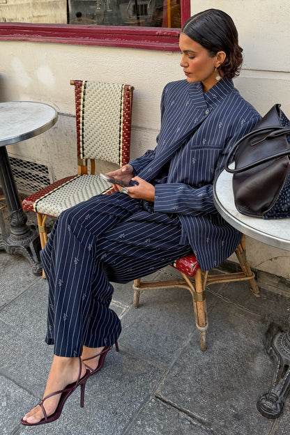 Never Fully Dressed Latest - Pinstripe Fold Over Blazer Petite