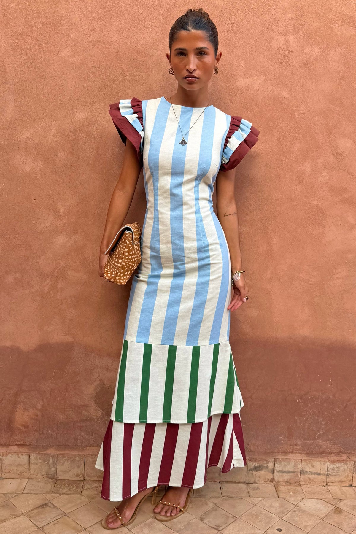 Never Fully Dressed Customer Favorite - Blue Stripe Alena Petite Midi Dress