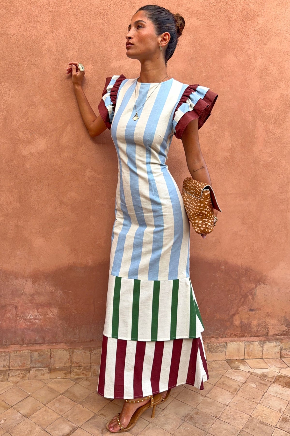Never Fully Dressed Customer Favorite - Blue Stripe Alena Petite Midi Dress