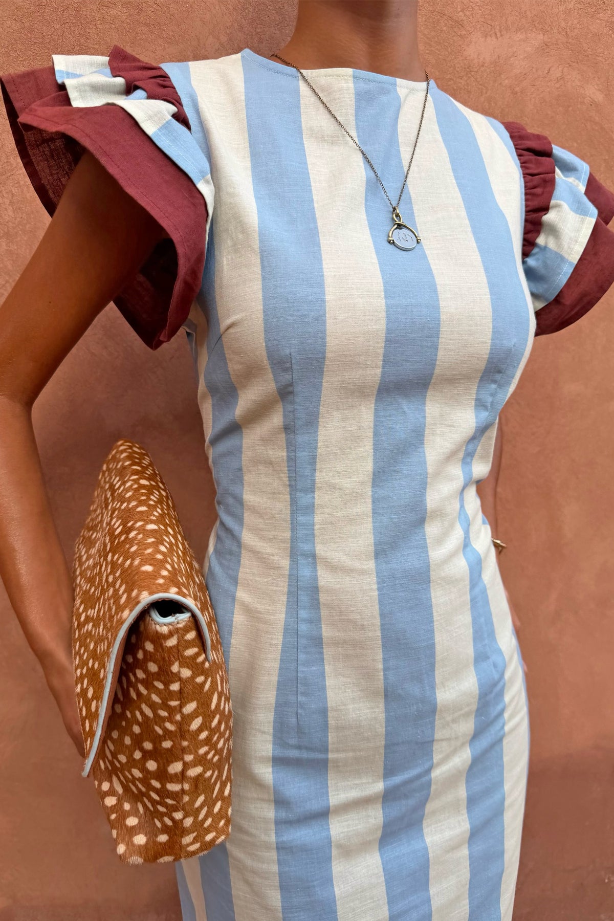 Never Fully Dressed Customer Favorite - Blue Stripe Alena Petite Midi Dress