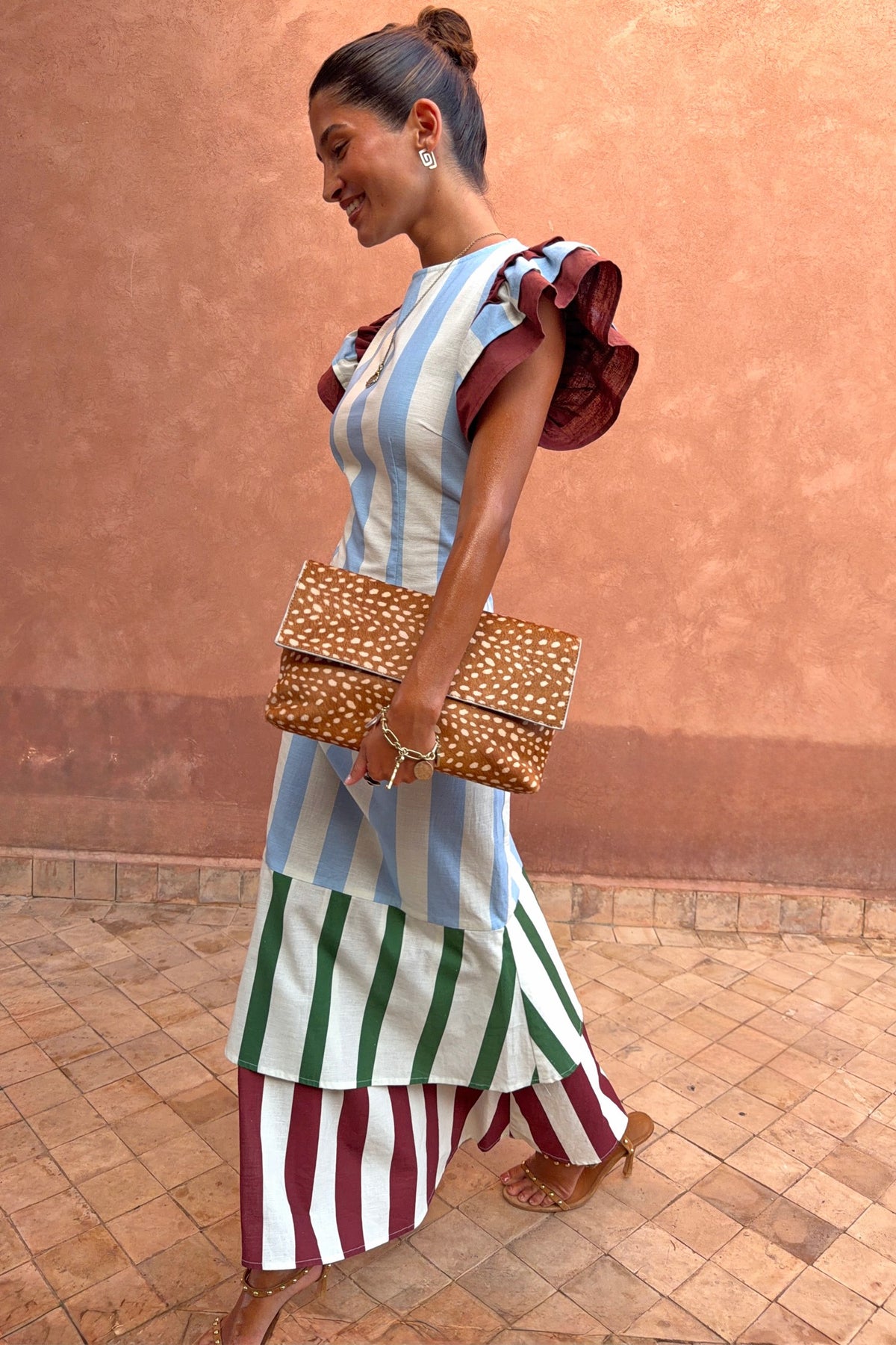 Never Fully Dressed Customer Favorite - Blue Stripe Alena Petite Midi Dress
