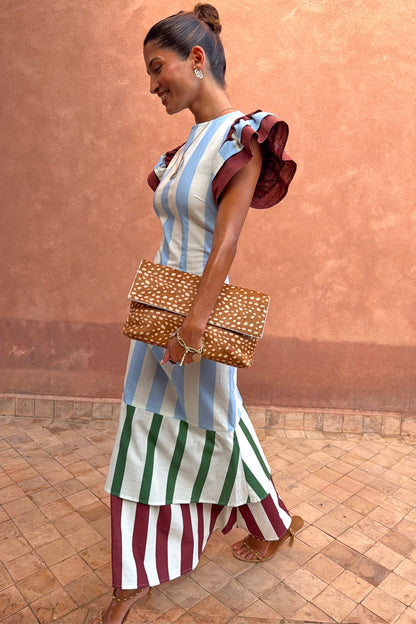 Never Fully Dressed Customer Favorite - Blue Stripe Alena Petite Midi Dress