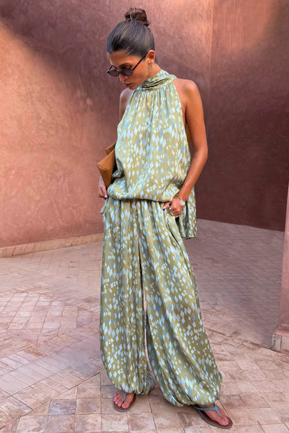 Never Fully Dressed Customer Favorite - Green Diamond Print Balloon Trouser Petite