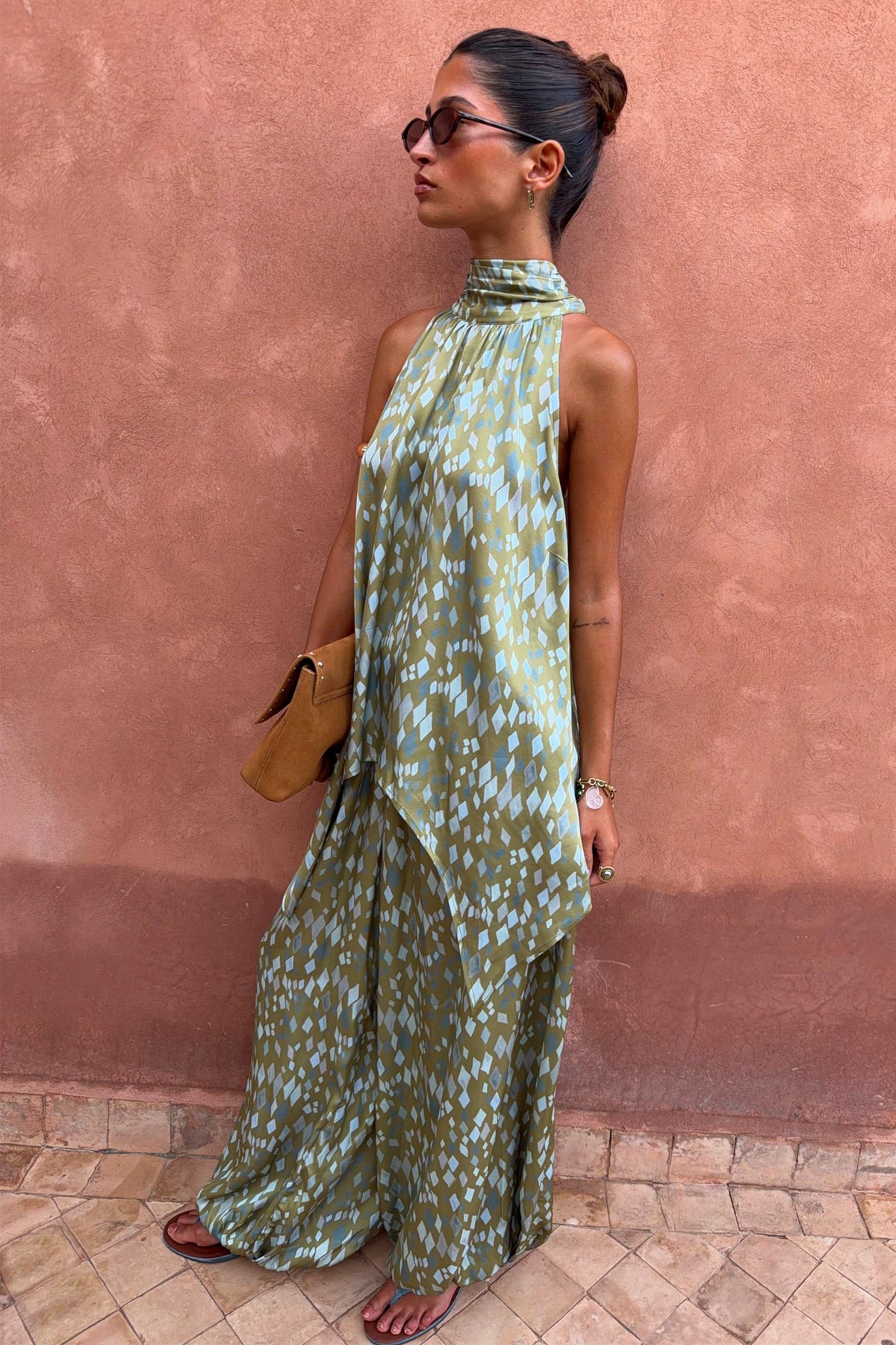 Never Fully Dressed Customer Favorite - Green Diamond Print Balloon Trouser Petite
