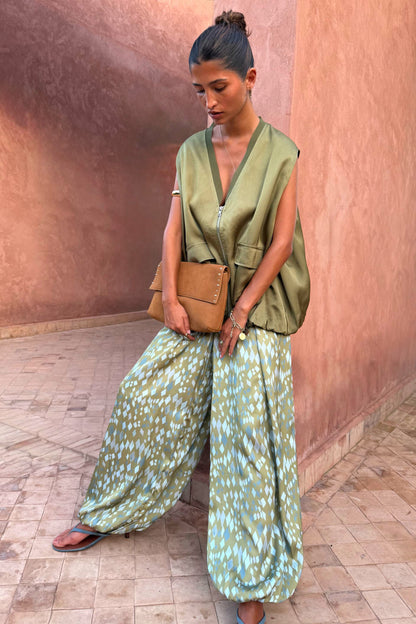 Never Fully Dressed Customer Favorite - Green Diamond Print Balloon Trouser Petite