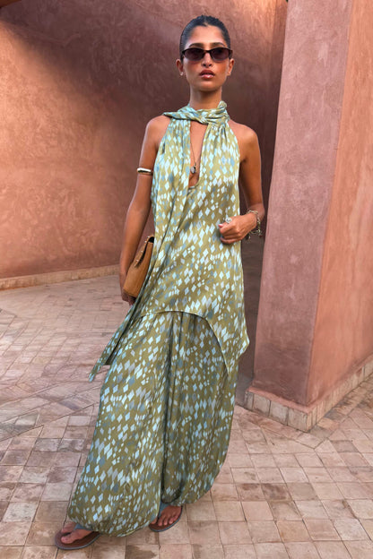 Never Fully Dressed Customer Favorite - Green Diamond Print Balloon Trouser Petite