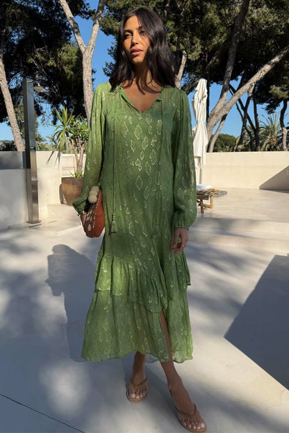 Never Fully Dressed Essential - Green Jacquard Harmony Dress Petite